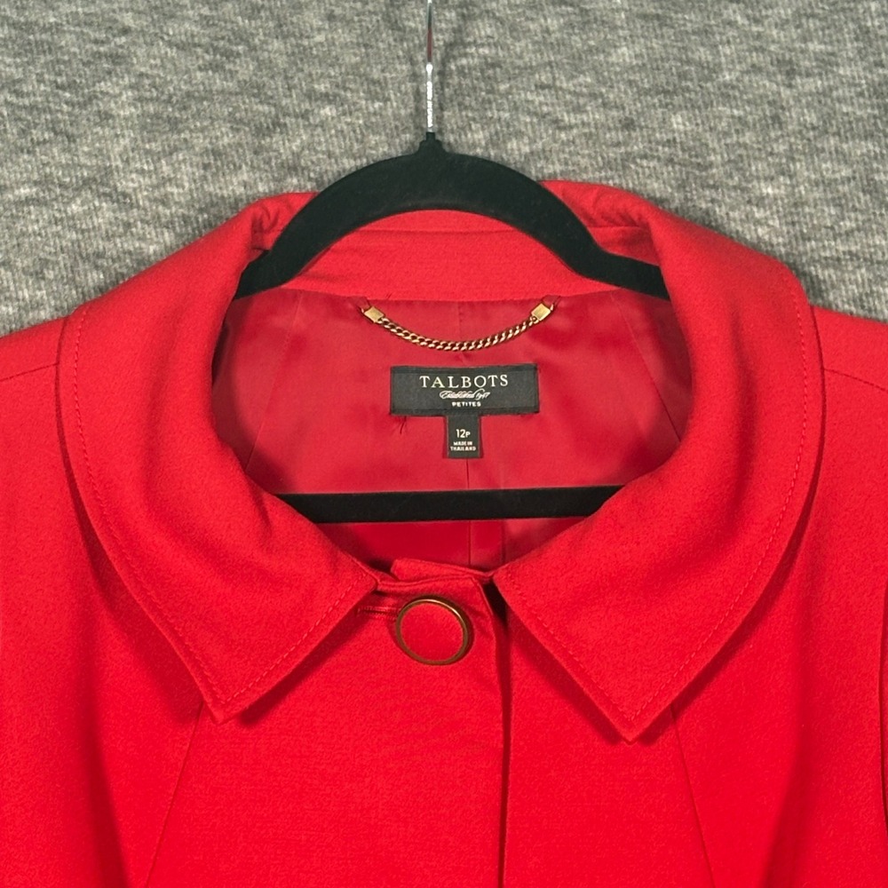 Talbots Petites Red Swing Jacket Peter Pan Collar Womens Size 12P - Picture 4 of 10